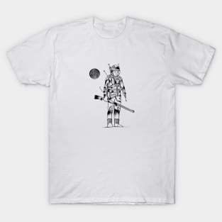 Mr. Spaceman Black And White Illustration T-Shirt